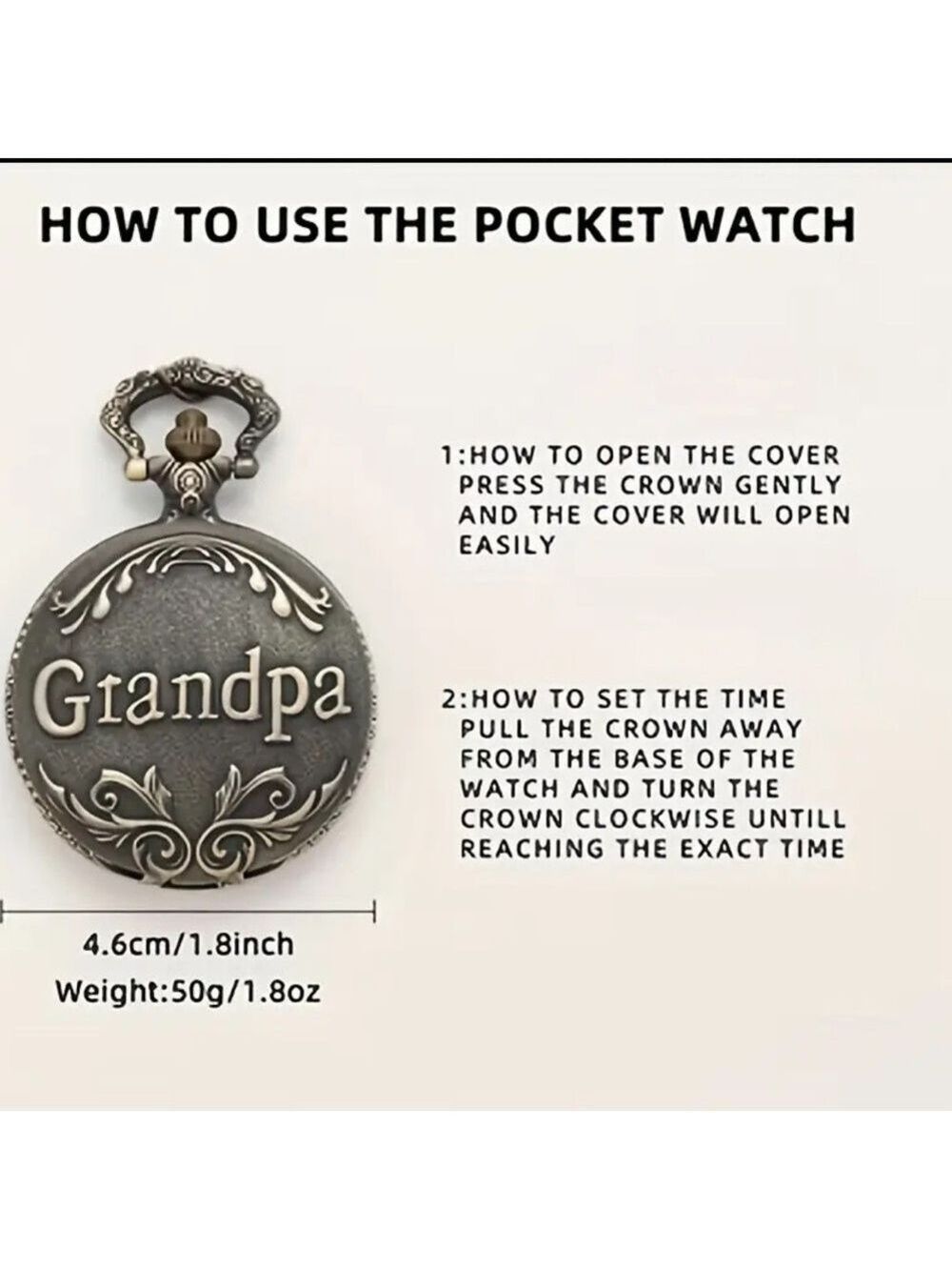 Vintage Style Grandpa Pocket Watch - Picture 2 of 9